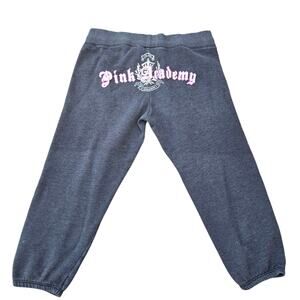 Y2K Victoria’s Secret PINK Dark Grey Butt Logo Cropped Sweatpants Women’s L